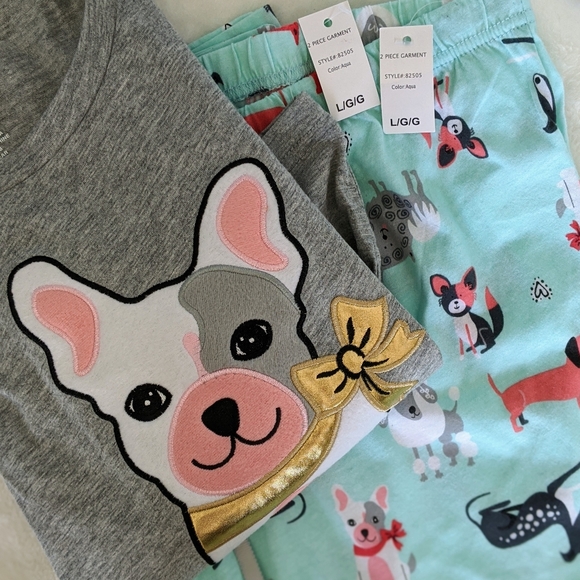 Pj Couture Other - Pj Couture Frenchie Dog Print Pajama Set L NWT